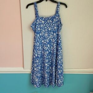 Blue Floral Midi Dress